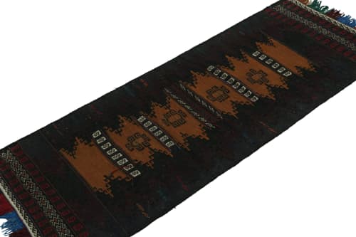 Vintage Afghan Tribal Kilim in Brown with Geometric Patterns | Area Rug in Rugs by Rug and Kilim