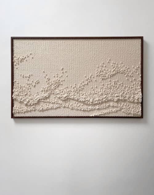Woven wall art frame (Waves 001) | Tapestry in Wall Hangings by Elle Collins. Item composed of oak wood & cotton compatible with minimalism and contemporary style