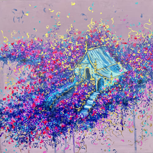 Seasons in bloom - acrylic painting on canvas | Paintings by Aasiri Wickremage. Item composed of canvas compatible with contemporary and asian style