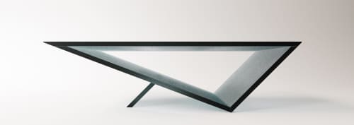 Time/Space Portal Table in Green Glass | Coffee Table in Tables by Neal Aronowitz. Item made of glass works with minimalism & mid century modern style