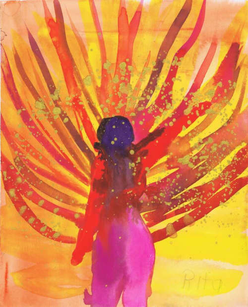 Caribbean Dancer #3 - Original Watercolor | Watercolor Painting in Paintings by Rita Winkler - "My Art, My Shop" (original watercolors by artist with Down syndrome). Item composed of paper in mid century modern or contemporary style