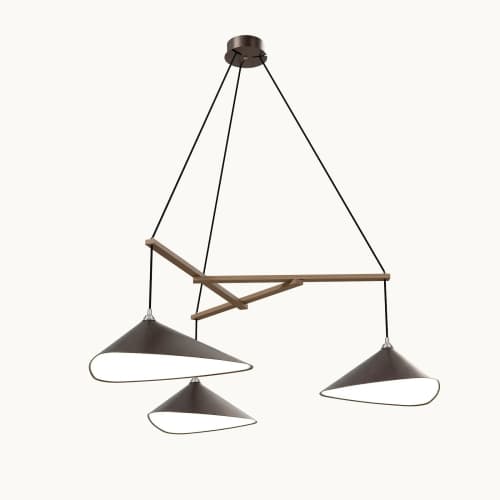 Emily Group of Three Pendant Light – Dark Bronze Semi-Matte | Chandeliers by MOSS Objects. Item made of oak wood with steel works with contemporary & modern style