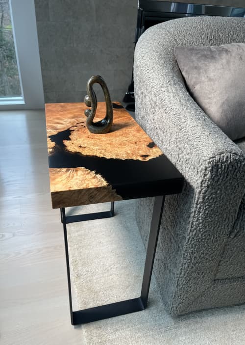 Maple Burl with Black Epoxy Side Table | Tables by Lock 29 Design