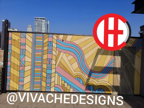 Contemporary Art Deco Cityscape | Murals by VIVACHE DESIGNS