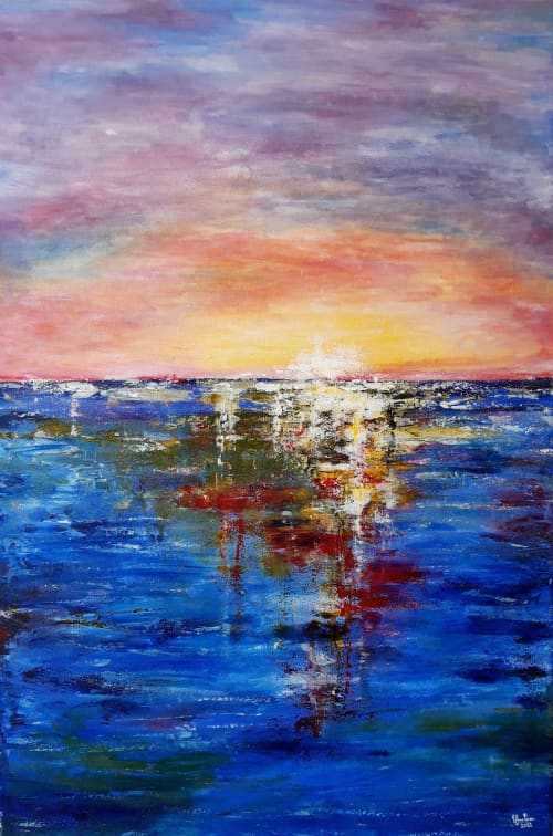 La liberación del sol | Oil And Acrylic Painting in Paintings by Elena Parau. Item made of canvas works with contemporary & country & farmhouse style