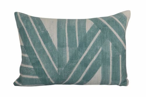Stripe Sky Cushion, Aqua | Pillows by Casa Amarosa. Item composed of cotton