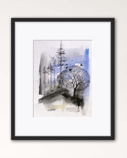 Watercolour landscape | Drawing in Paintings by Oplyart. Item composed of paper in contemporary or country & farmhouse style