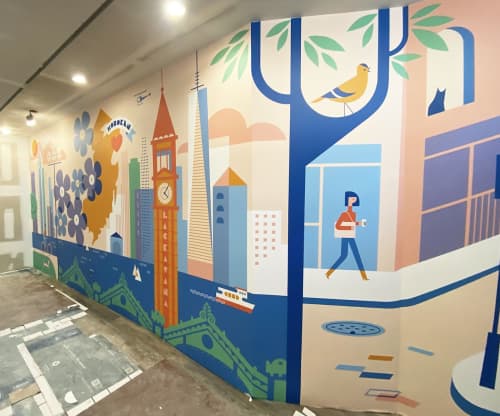 LaserAway Clinic Murals — Multi-Location Installation | Digital Art in Art & Wall Decor by Kirsten Ulve | LaserAway Hoboken in Hoboken. Item works with mid century modern & contemporary style