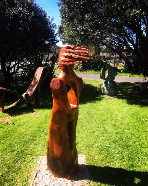 Aphrodite | Public Sculptures by Dave Fowell | Eggsentric Cafe And Restaurant in Cooks Beach. Item made of wood