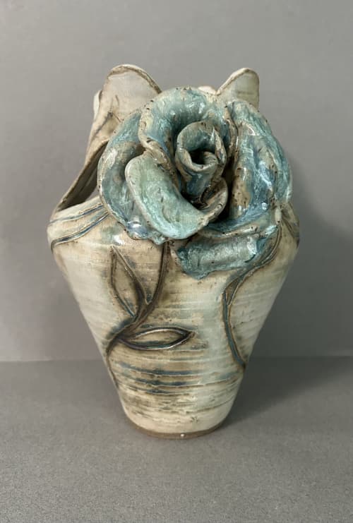 Vase With Rose | Vases & Vessels by Feats Of Clay. Item made of ceramic works with modern style