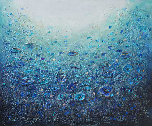 Blue Beauty | Oil And Acrylic Painting in Paintings by DaggArt. Item made of synthetic
