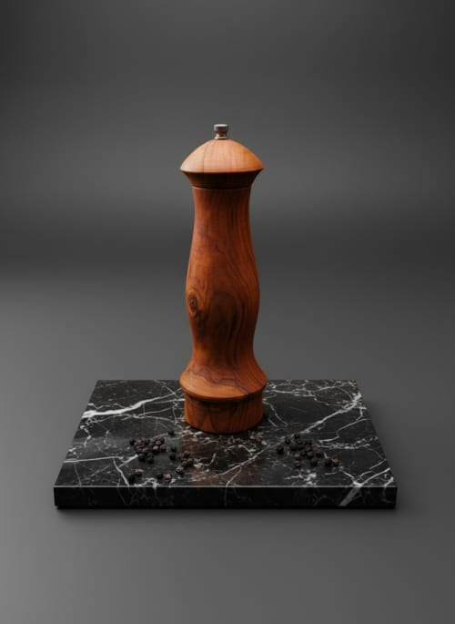 Solid Apple Wood Pepper Mill | Handcrafted Luxury | Decorative Objects by Holzkunst Samuel Meisinger. Item made of wood works with country & farmhouse & art deco style