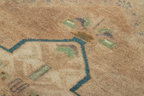 Vintage Turkish Rug in Pink, Gray and Cream Floral Medallion | Area Rug in Rugs by Rug and Kilim