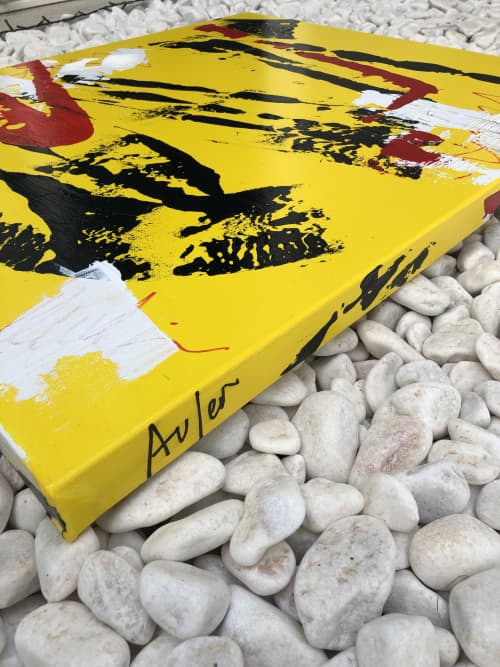 Splash on yellow | Oil And Acrylic Painting in Paintings by Hugo Auler Jr. Art. Item made of canvas