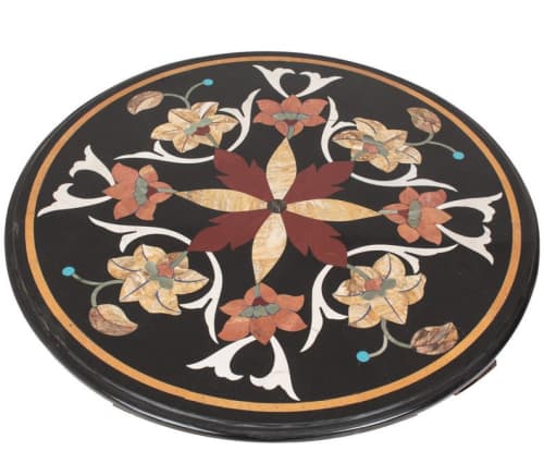 Black marble table, side table, coffee table, tabletop | Tables by Innovative Home Decors. Item composed of marble in country & farmhouse or art deco style