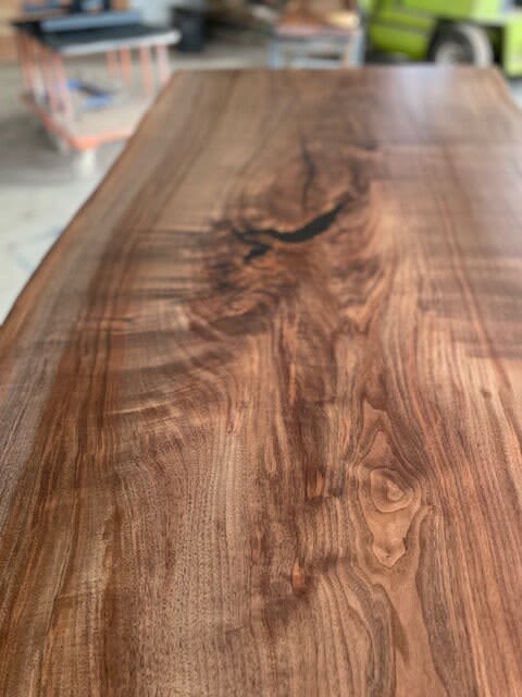 Single Slab walnut table | Conference Table in Tables by Denali Furniture. Item composed of walnut and metal in mid century modern or country & farmhouse style