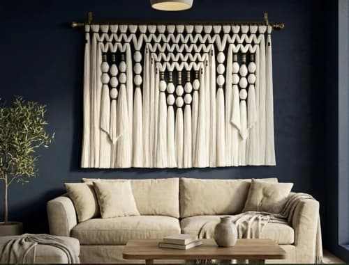 160×130 cm Boho Macrame Wall Hanging with Tassels | Tapestry in Wall Hangings by Sarmal Design. Item made of cotton compatible with boho and minimalism style