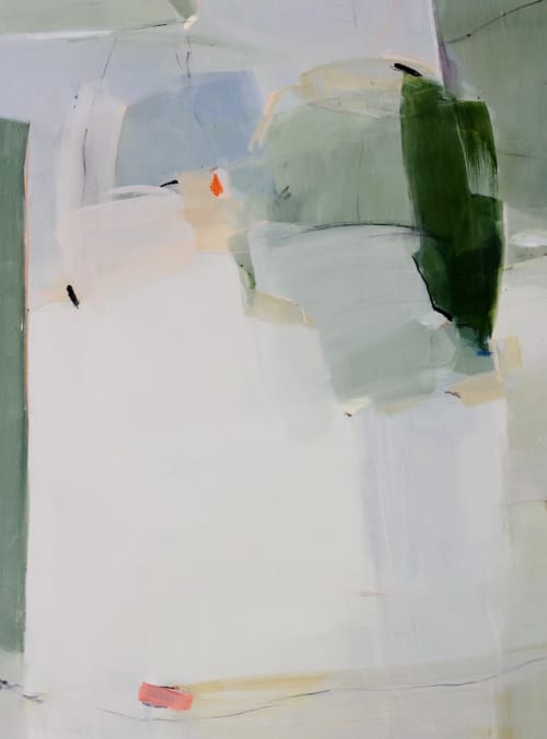 Large abstract sage green painting | Oil And Acrylic Painting in Paintings by Arohika Verma. Item composed of wood and canvas in minimalism or contemporary style