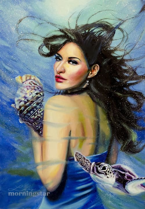 Queen of Cups, oil painting | Oil And Acrylic Painting in Paintings by Lucy Morningstar. Item made of synthetic