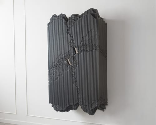 Ledge Dry Bar | Shelving in Storage by Simon Johns. Item composed of wood and leather