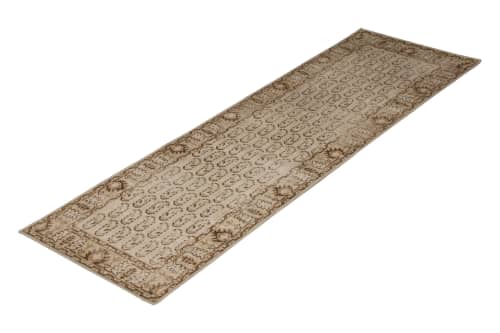 Hand-Knotted Boteh Runner Beige-Brown and Blue Classic Rug | Area Rug in Rugs by Rug and Kilim