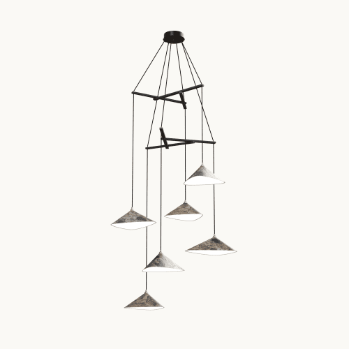 Emily V6 Pendant Light Oxid | Chandeliers by MOSS Objects. Item made of oak wood with steel works with contemporary & modern style