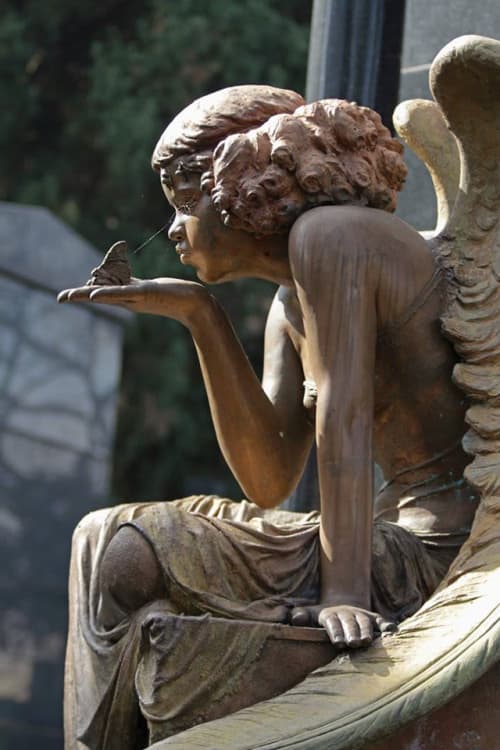 Redhead Angel | Public Sculptures by Cicero D'Ávila | São Paulo Cemetery in Rocio. Item made of marble