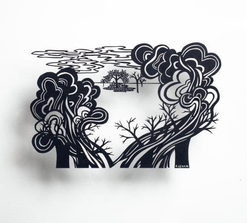 In the Clearing, Behind the Smoke, the Clouds Will Part | Mixed Media by Bianca Levan Papercuts | 1890 Bryant Street Studios in San Francisco. Item composed of paper