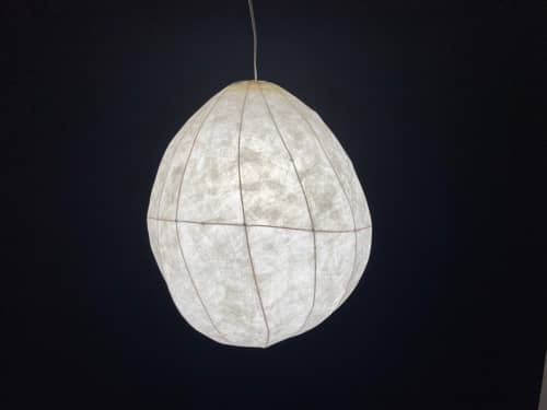 Walnut Hanging Lamp | Pendants by Pedro Villalta. Item composed of steel and paper