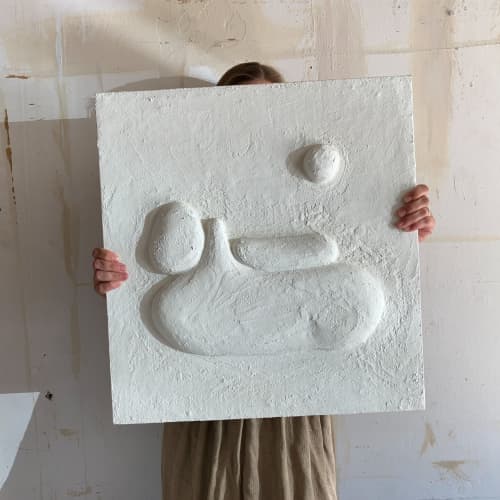 ‘Somber’ | Wall Sculpture in Wall Hangings by Greyya Jay. Item composed of wood and cement