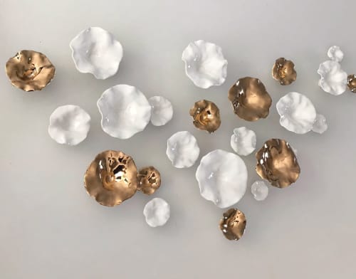 White Gold Flora Porcelain Wall Sculpture , Ceramic Art | Wall Hangings by Maap Studio. Item composed of ceramic compatible with minimalism and contemporary style
