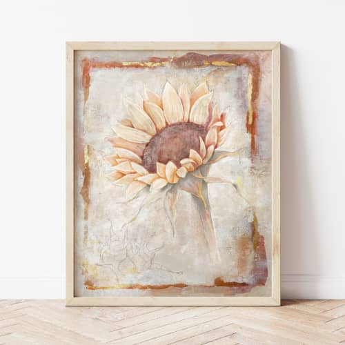 Venetian Sunflower Art Print - Botanical Floral | Prints by Jennifer Lorton Art. Item made of canvas compatible with boho and country & farmhouse style