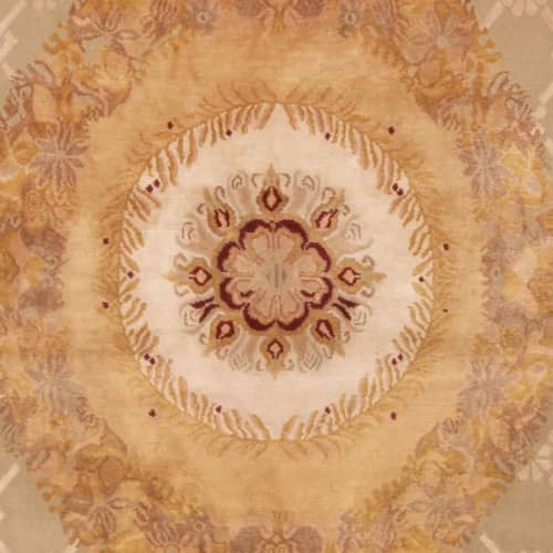 Rug & Kilim's Aubusson Inspired Floral Cream and Gold Wool | Area Rug in Rugs by Rug and Kilim