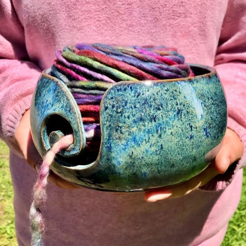Handmade Yarn Bowl | Decorative Bowl in Decorative Objects by Honey Bee Hill Ceramics. Item made of stoneware