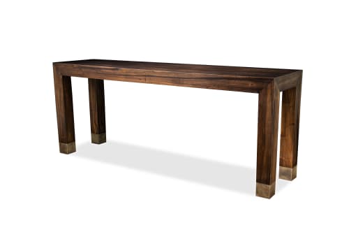 Modern Argentine Rosewood Console Table with Bronze Sabots | Tables by Costantini Design. Item composed of wood & bronze compatible with contemporary and modern style