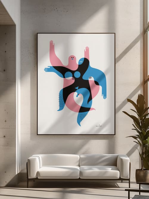 Soft Haunting – Abstract Figurative Art Print | Prints by Kirsten Ulve. Item composed of paper compatible with minimalism and mid century modern style