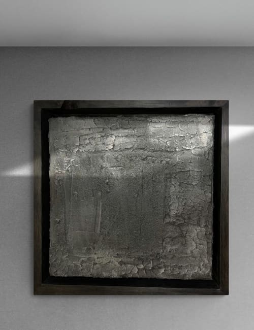 "set in stone" (sold) | Mixed Media in Paintings by VISCERAL HOME STUDIO. Item composed of wood and canvas in boho or japandi style