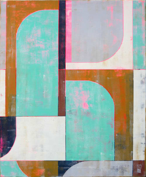 Circle in Circle mint 70-110 | Oil And Acrylic Painting in Paintings by Ronald Hunter. Item composed of canvas
