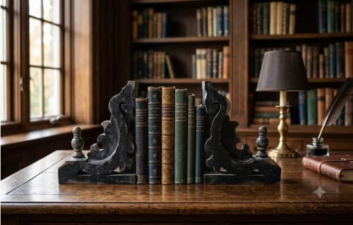 Handcarved Vintage Wooden Bookends | Decorative Objects by Famous Art Group Of Industries