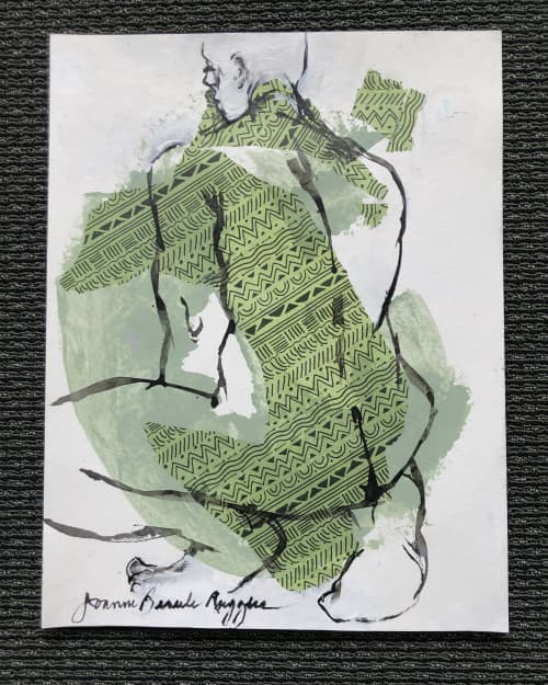 Squat | Oil And Acrylic Painting in Paintings by Joanne Beaule Ruggles. Item made of paper compatible with mid century modern and contemporary style