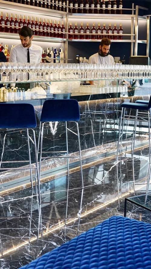 Bardot by Emilio Nanni | Bar Stool in Chairs by TrabÀ. Item composed of fabric and metal