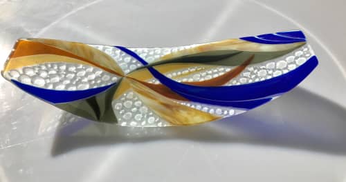 Extra long, 30" Fused Glass Boat Platter | Serveware by Bonnie Rubinstein Glass Studio. Item made of glass