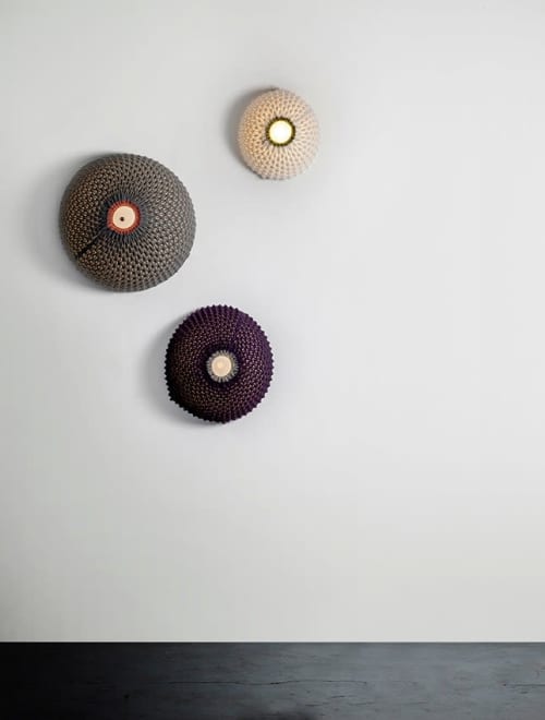 Knitted Ceiling Lamp - Alti 40cm | Sconces by Ariel Zuckerman Studio. Item made of fabric