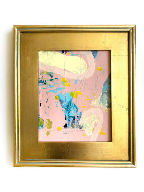 'Pink Sky' Framed Painting | Oil And Acrylic Painting in Paintings by Jessalin Beutler. Item composed of wood and canvas in contemporary or eclectic & maximalism style