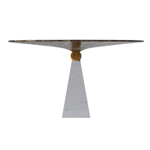 "Libra" centerpiece in white, yellow and brown marble | Serving Stand in Serveware by Carcino Design. Item made of marble compatible with minimalism and contemporary style