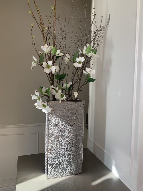 Floral Arrangement In Lace Vase | Vases & Vessels by Fleurina Designs. Item composed of ceramic