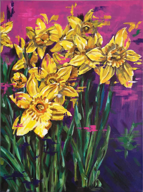 Bursting Into Spring | Oil And Acrylic Painting in Paintings by Judy Century Art. Item composed of canvas and synthetic