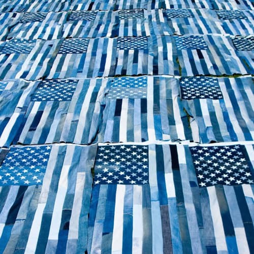 Denim Flags | Tapestry in Wall Hangings by ANTLRE - Hannah Sitzer | San Francisco in San Francisco. Item made of fabric