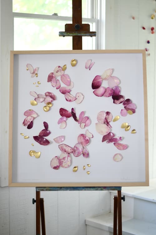Kintsugi Eggshells Magnolia Petals | Mixed Media by Elisa Sheehan. Item composed of maple wood