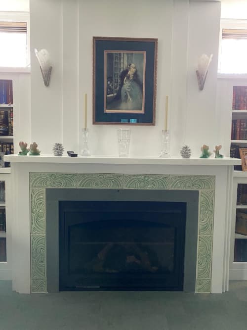 Wave Tile Fireplace Surround | Tiles by Lynne Meade. Item composed of ceramic